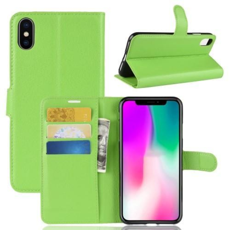 Litchi PU bőr tok iPhone XR készülékhez - zöld