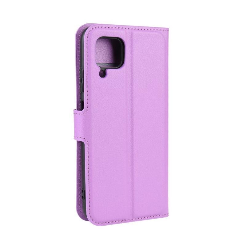 Litchi PU bőr pénztárca tok Huawei P40 Lite-hoz - lila