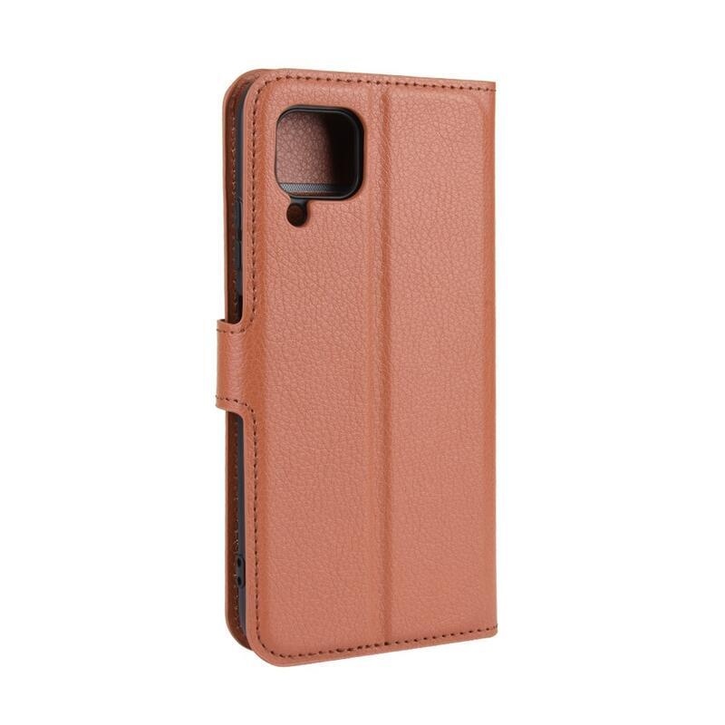 Litchi PU bőr pénztárca tok Huawei P40 Lite-hoz - barna