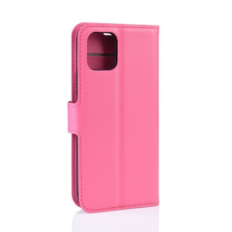 Litchi PU bőr pénztárca tok iPhone 11 6.1 - rózsaszín - rózsa