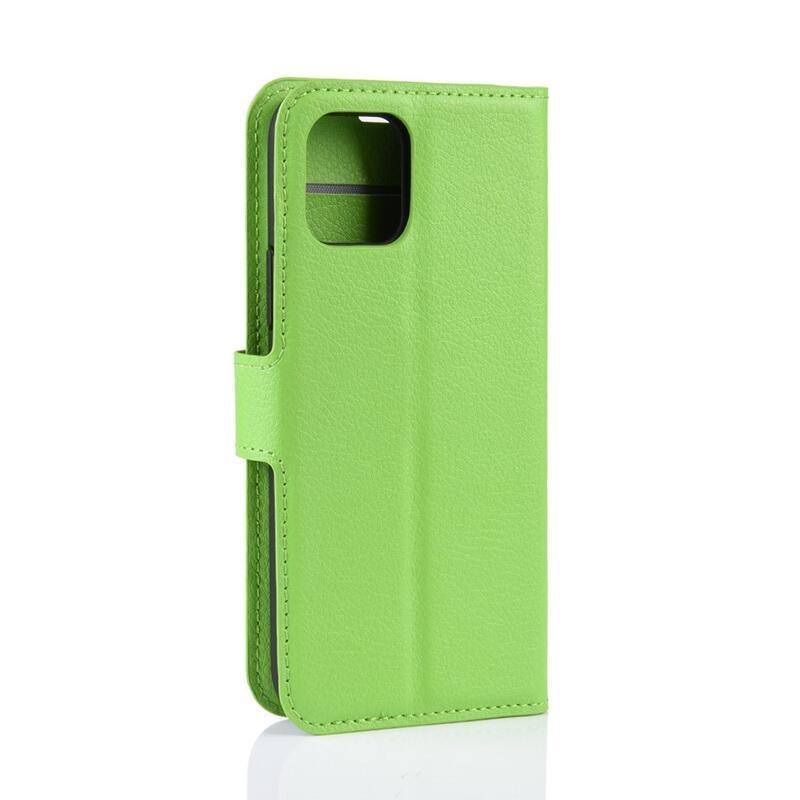 Litchi PU bőr pénztárca tok iPhone 11 6.1 készülékhez - zöld