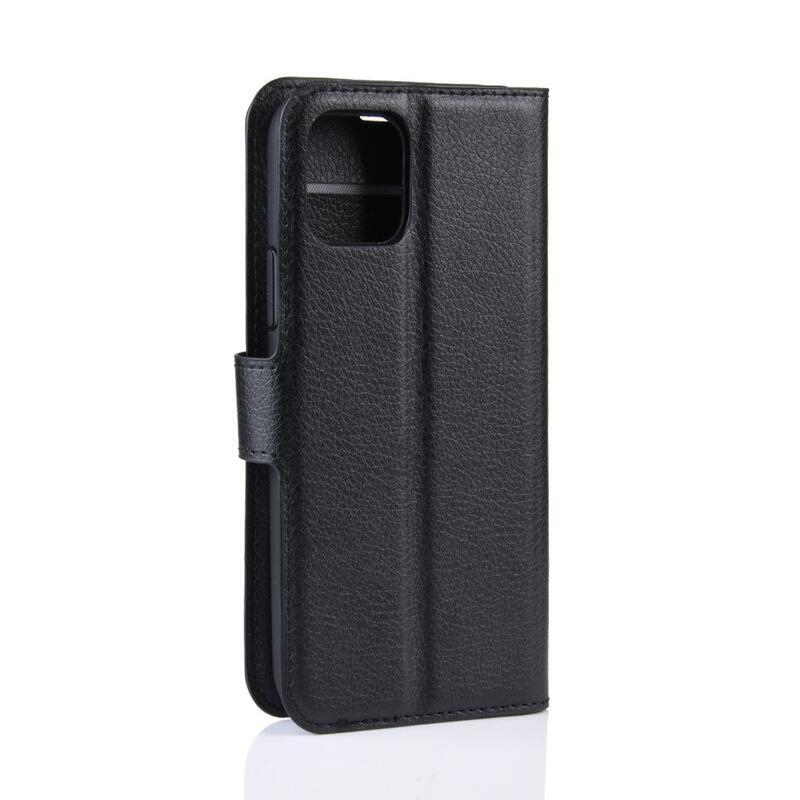 Litchi PU bőr pénztárca tok iPhone 11 Pro 5.8 készülékhez - fekete