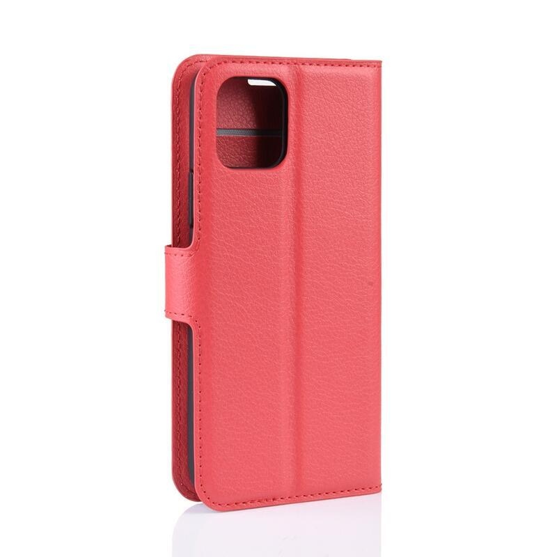 Litchi PU bőr pénztárca tok iPhone 11 Pro 5.8-hoz - piros
