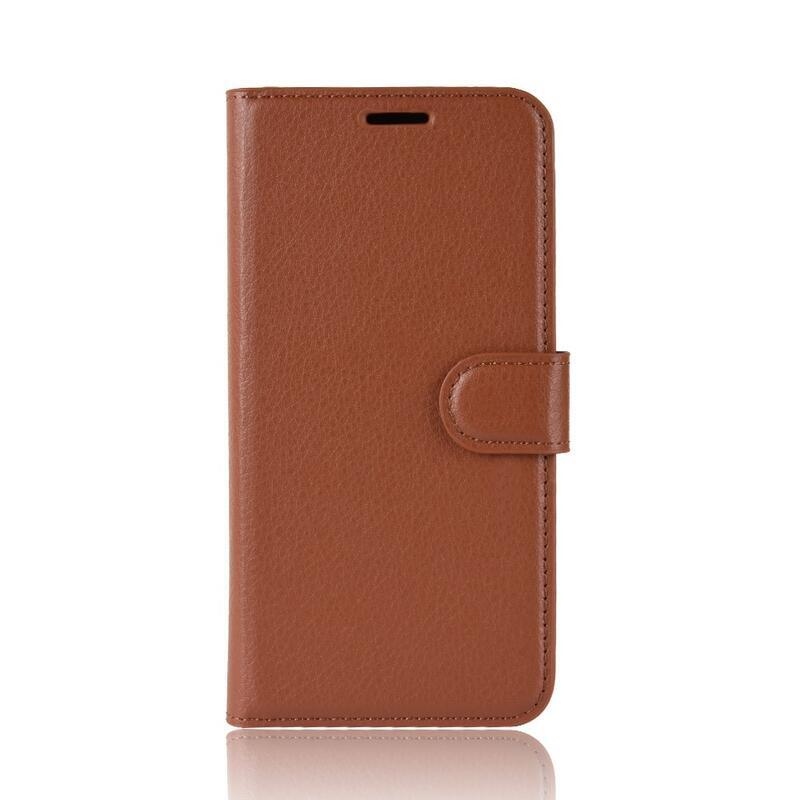 Litchi PU bőr pénztárca tok iPhone 11 Pro 5.8-hoz - barna