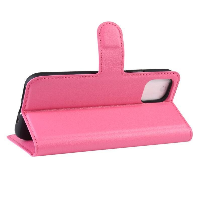 Litchi PU bőr pénztárca tok iPhone 11 Pro 5.8-hoz - rózsaszínű