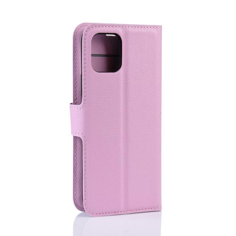 Litchi PU bőr pénztárca tok iPhone 11 Pro 5.8 - rózsaszín - rózsaszín