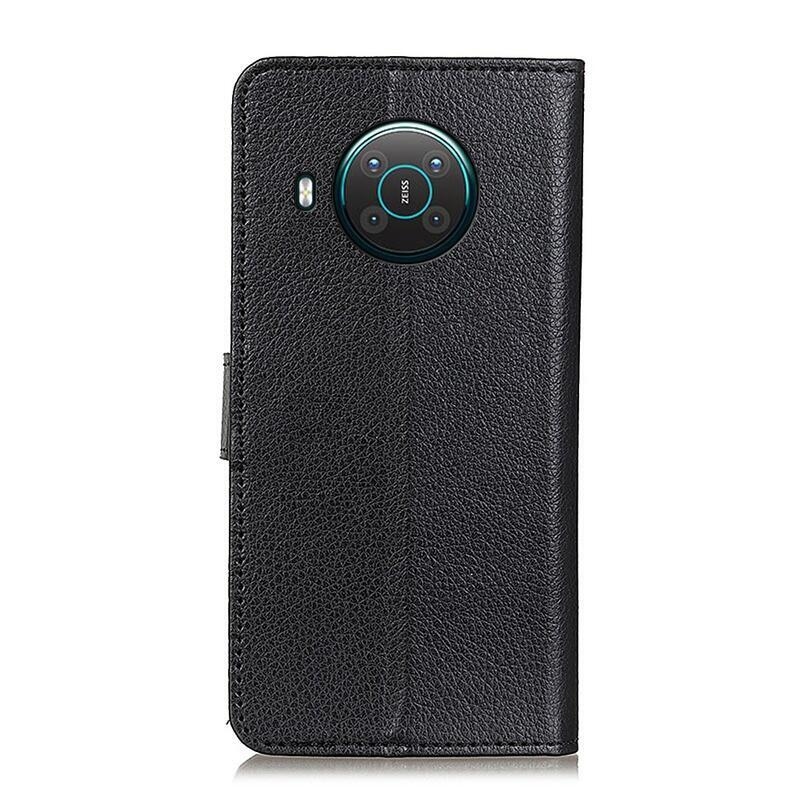 Litchi PU bőr pénztárca tok Nokia X10/X20 készülékhez - fekete