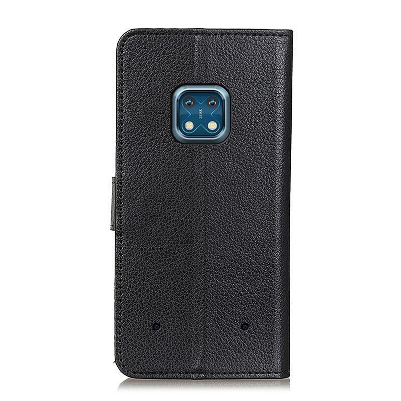 Litchi PU bőr pénztárca tok Nokia XR20-hoz - fekete