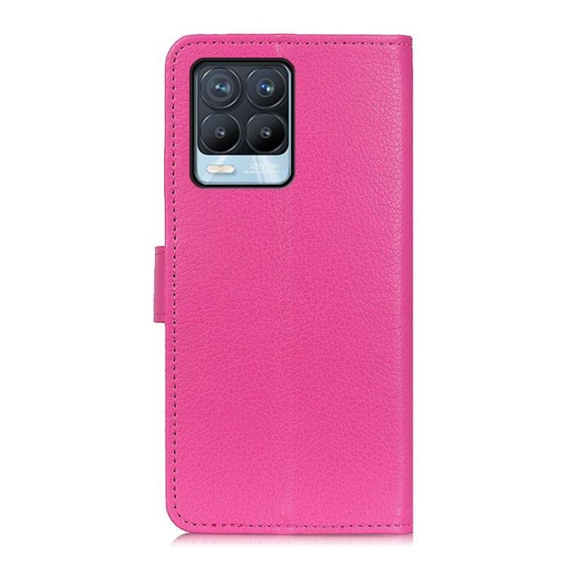 Litchi PU bőr pénztárca tok Realme 8/8 Pro - rózsaszínű