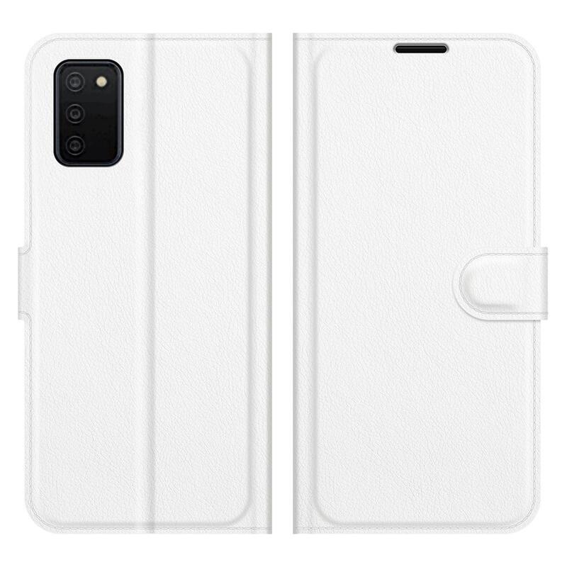 Litchi PU bőr pénztárca tok Samsung Galaxy A03s (166.6 x 75.9 x 9.1mm) - fehér