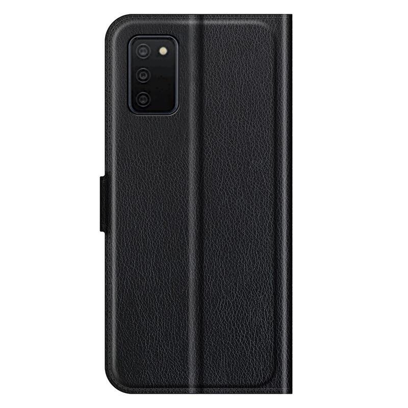 Litchi PU bőr pénztárca tok Samsung Galaxy A03s (166.6 x 75.9 x 9.1mm) - fekete