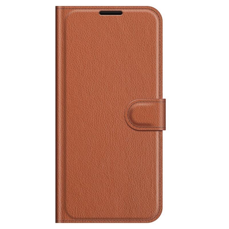 Litchi PU bőr pénztárca tok Samsung Galaxy A03s (166.6 x 75.9 x 9.1mm) - barna