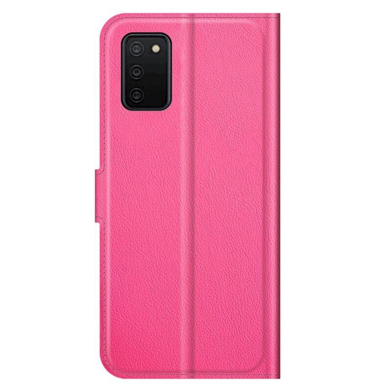 Litchi PU bőr pénztárca tok Samsung Galaxy A03s (166.6 x 75.9 x 9.1mm) - rózsaszínű