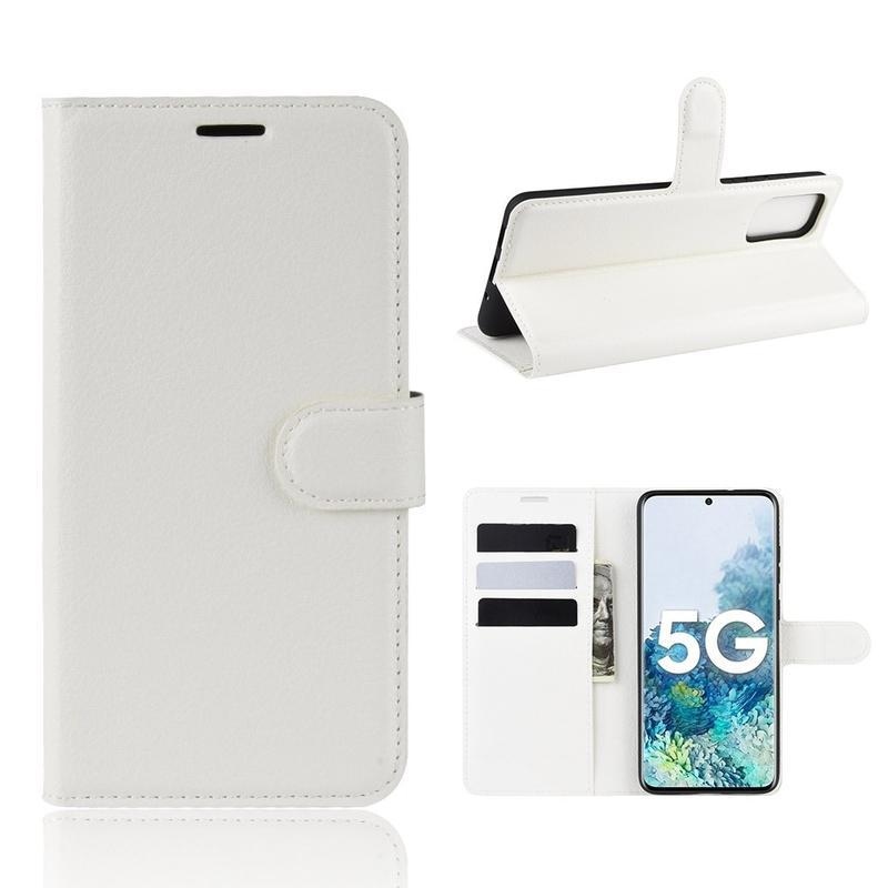 Litchi PU bőr pénztárca tok Samsung Galaxy S20 FE/S20 FE 5G készülékhez - fehér