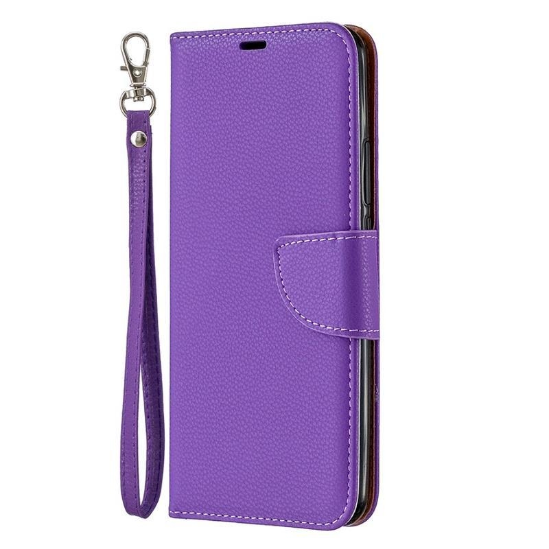 Litchi PU bőr pénztárca tok Xiaomi Redmi 9-hez - lila