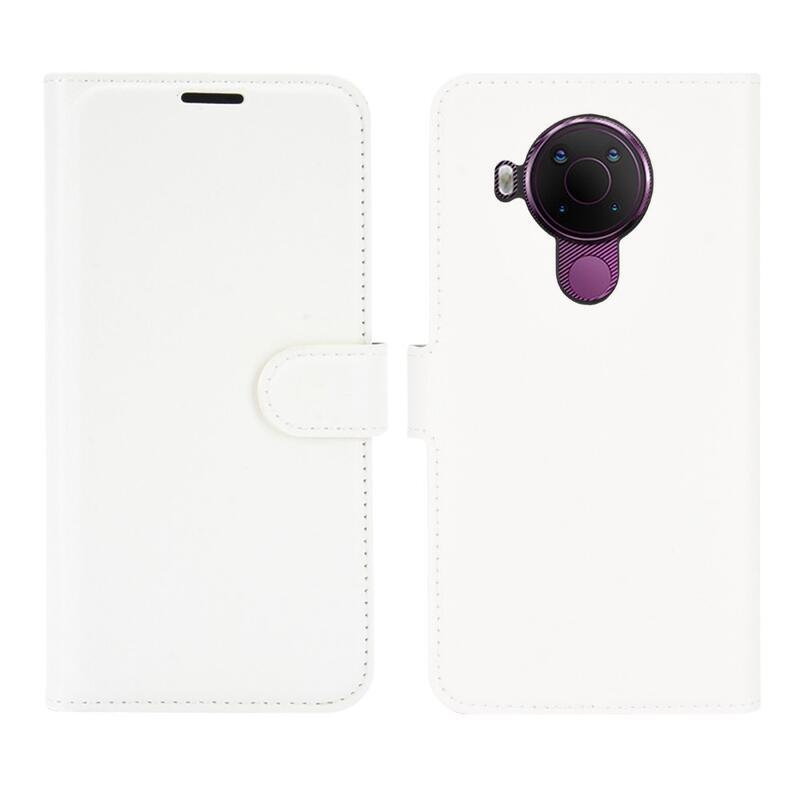 Litchi PU bőr pénztárca tok Nokia 5.4 mobiltelefonhoz - fehér