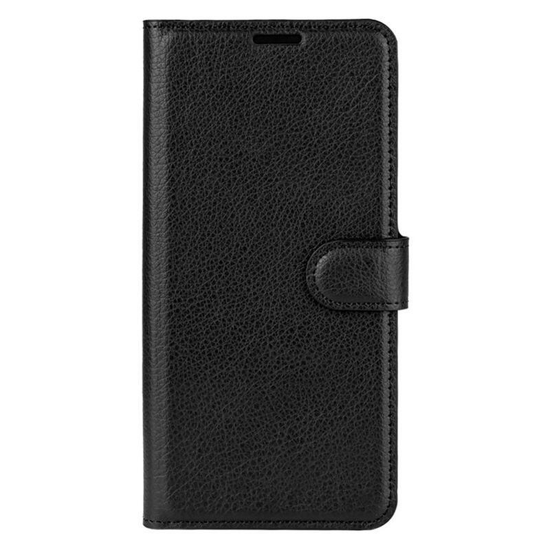 Litchi PU bőr pénztárca tok Samsung Galaxy S21 mobiltelefonhoz - fekete