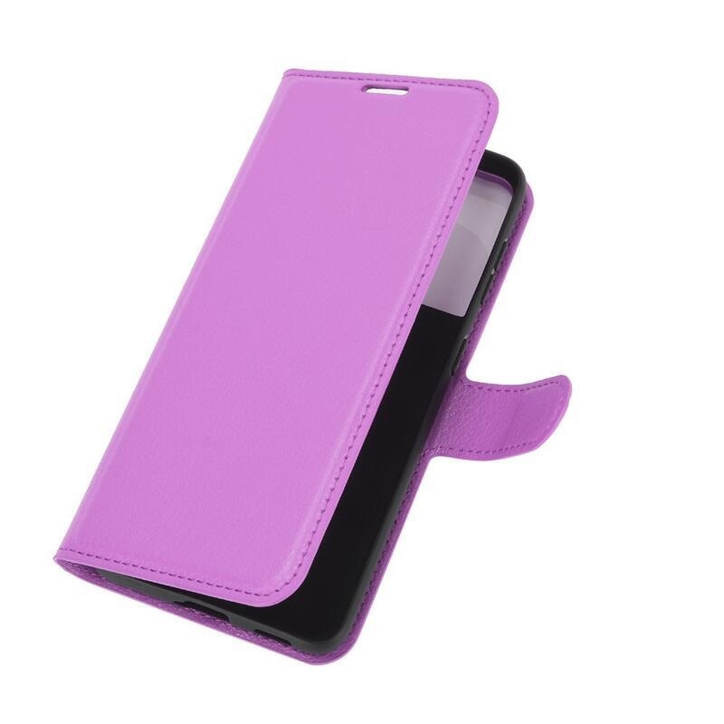 Litchi PU bőr pénztárca tok mobiltelefonhoz Samsung Galaxy S21 - lila