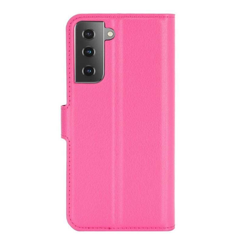 Litchi PU bőr pénztárca tok mobiltelefonhoz Samsung Galaxy S21 - rózsa