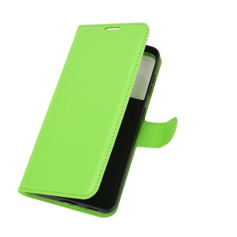 Litchi PU bőr pénztárca tok Samsung Galaxy S21 mobiltelefonhoz - zöld