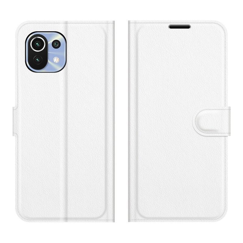 Litchi PU bőr pénztárca tok Xiaomi Mi 11 Lite 4G/5G/Mi 11 Lite 5G NE mobiltelefonhoz - fehér