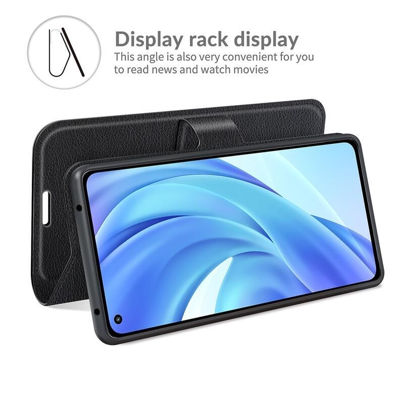 Litchi PU bőr pénztárca tok Xiaomi Mi 11 Lite 4G/5G/Mi 11 Lite 5G NE mobiltelefonhoz - fekete
