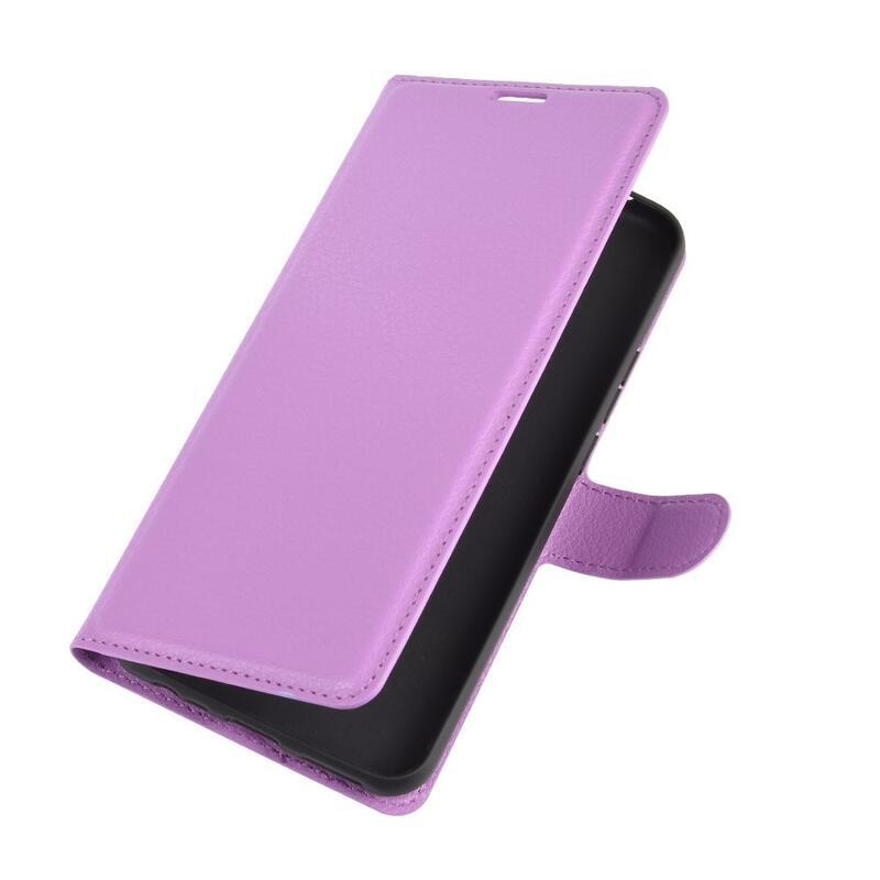 Litchi PU bőr pénztárca tok Xiaomi Redmi 9 mobiltelefonhoz - lila