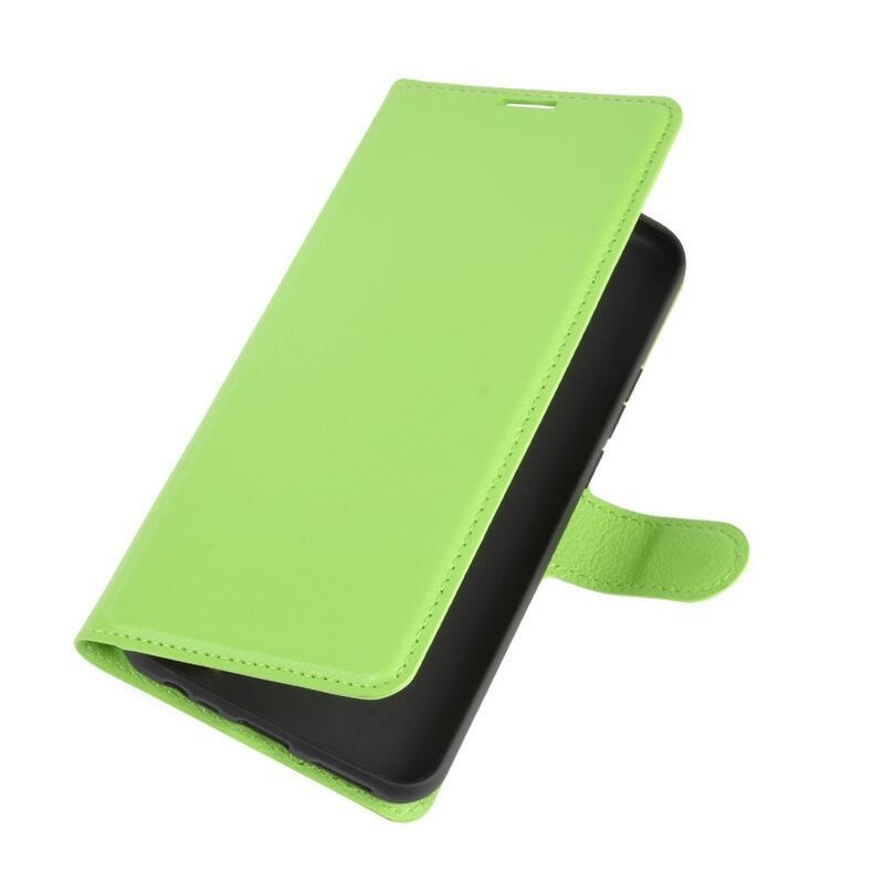 Litchi PU bőr pénztárca tok Xiaomi Redmi 9 mobiltelefonhoz - zöld
