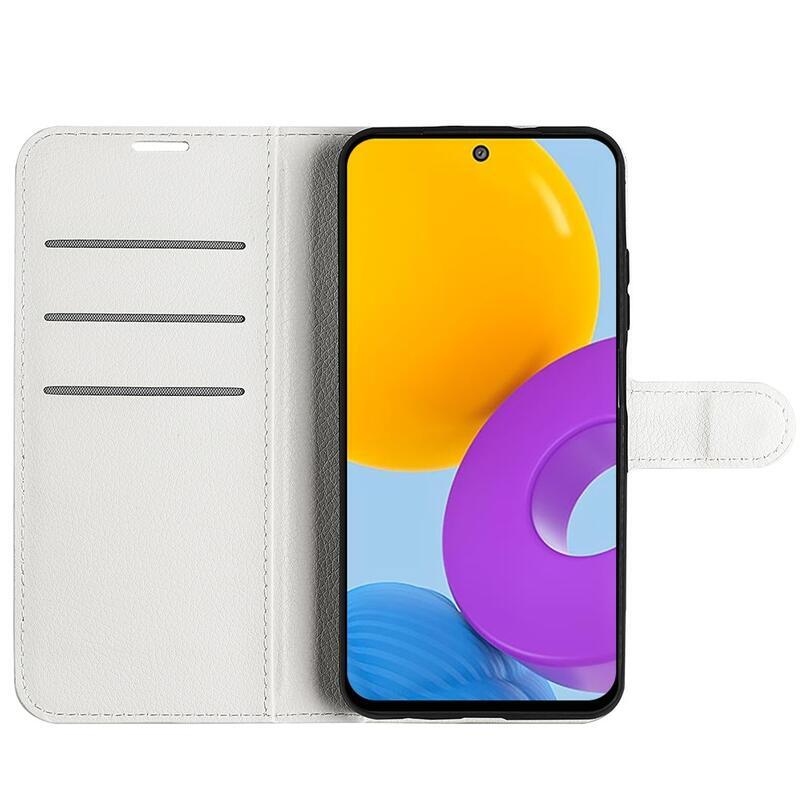 Litchi PU bőr pénztárca tok Samsung Galaxy M52 5G - fehér
