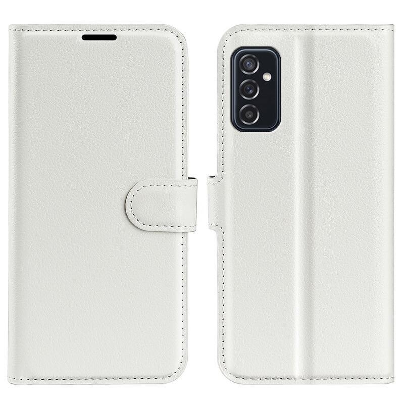 Litchi PU bőr pénztárca tok Samsung Galaxy M52 5G - fehér