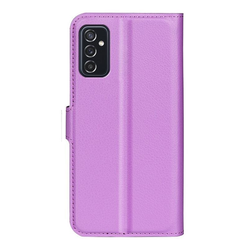 Litchi PU bőr pénztárca tok Samsung Galaxy M52 5G-hez - lila