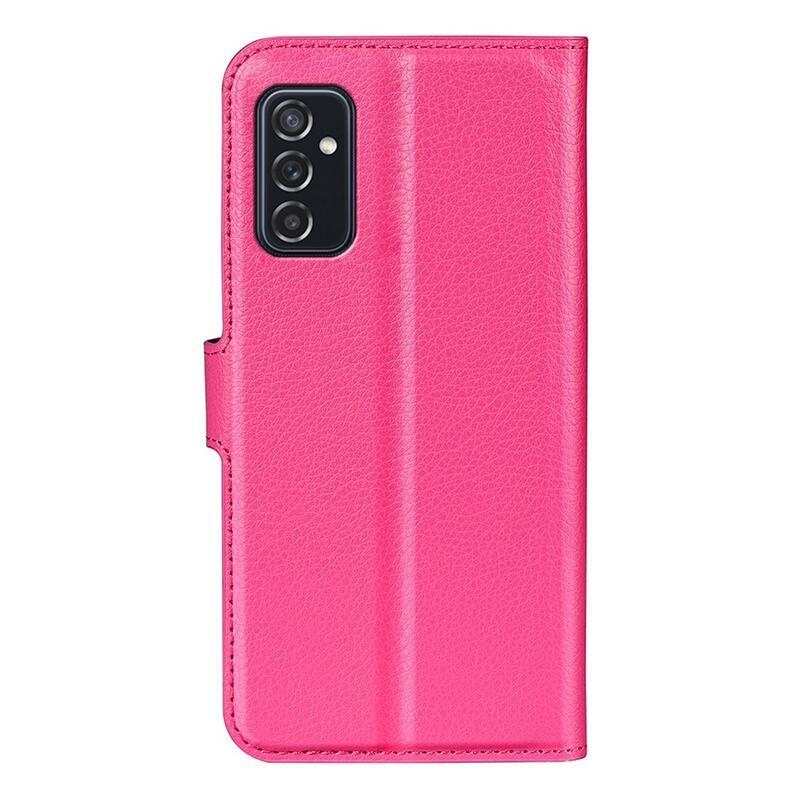 Litchi PU bőr pénztárca tok Samsung Galaxy M52 5G - rózsaszínű