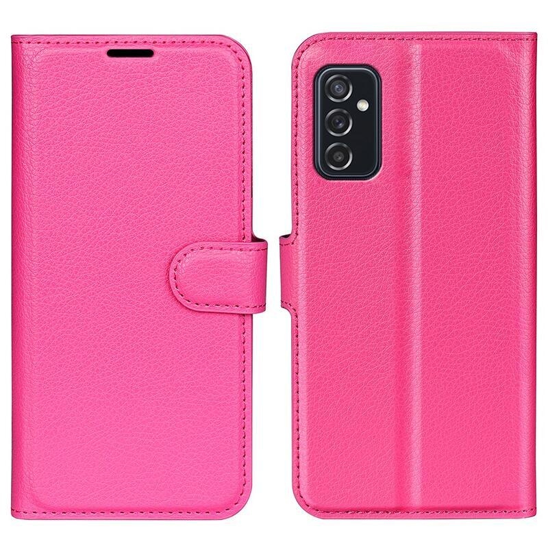 Litchi PU bőr pénztárca tok Samsung Galaxy M52 5G - rózsaszínű