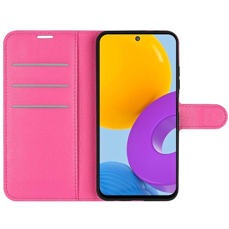 Litchi PU bőr pénztárca tok Samsung Galaxy M52 5G - rózsaszínű