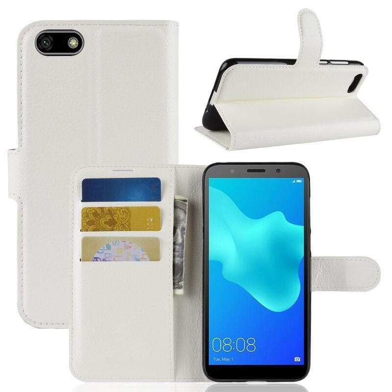 Litchi PU bőr tok Huawei Y5 (2018) - fehér