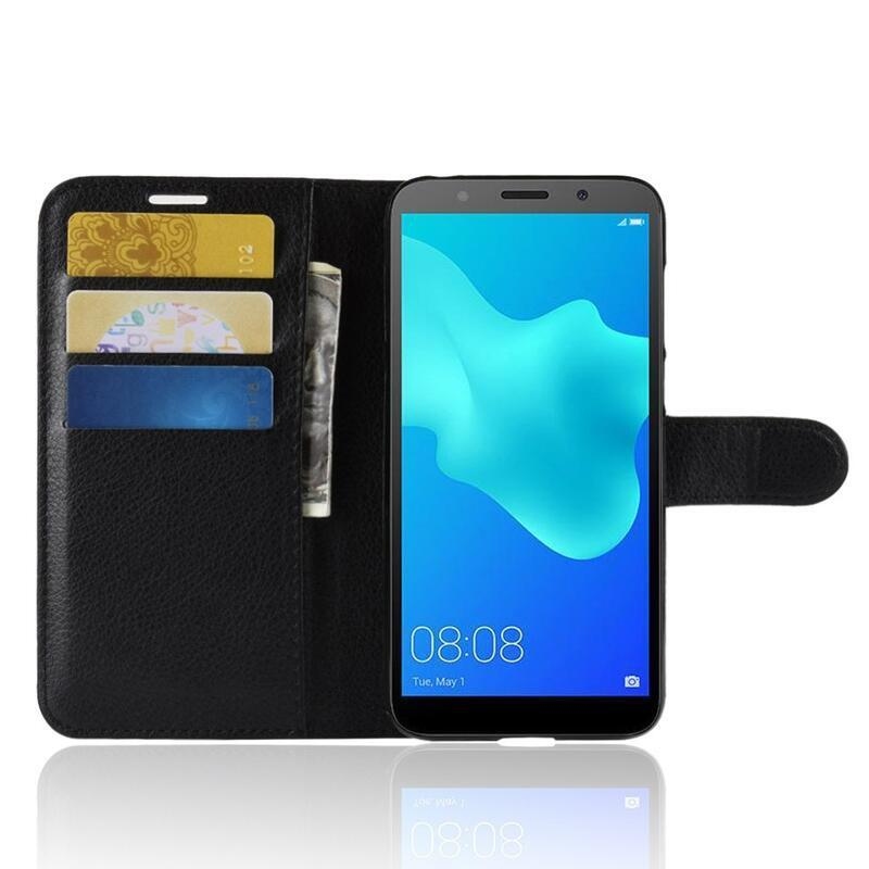 Litchi PU bőr tok Huawei Y5 (2018) - fekete