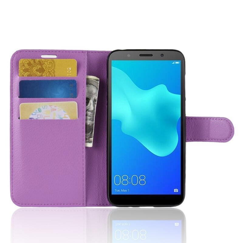Litchi PU bőr tok Huawei Y5 (2018) - lila