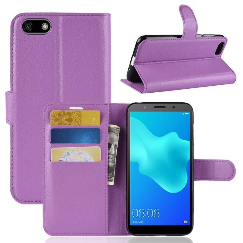 Litchi PU bőr tok Huawei Y5 (2018) - lila