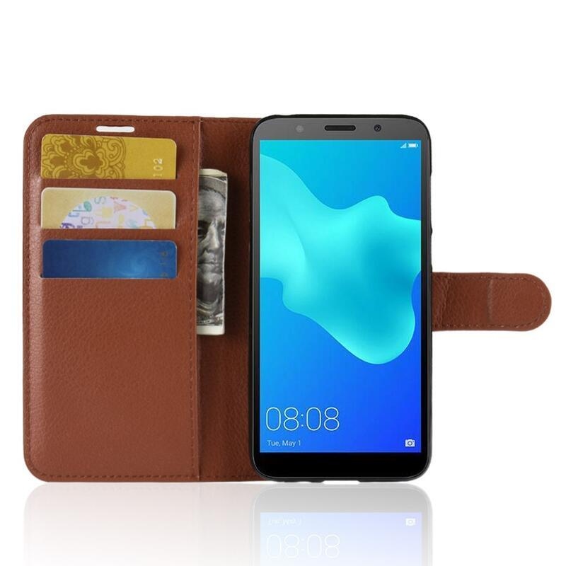 Litchi PU bőr tok Huawei Y5 (2018) - barna