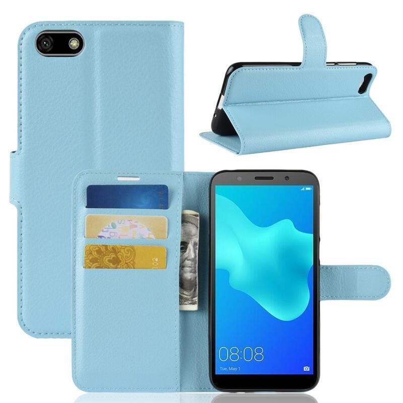 Litchi PU bőr tok Huawei Y5 (2018) - kék
