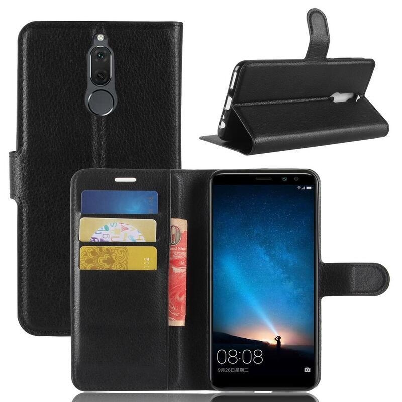 Litchi PU bőr tok Huawei Mate 10 Lite-hoz - fekete