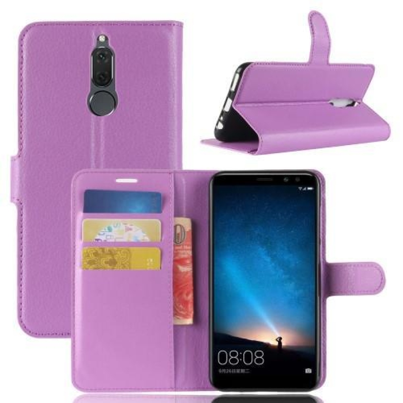 Litchi PU bőr tok Huawei Mate 10 Lite-hoz - lila