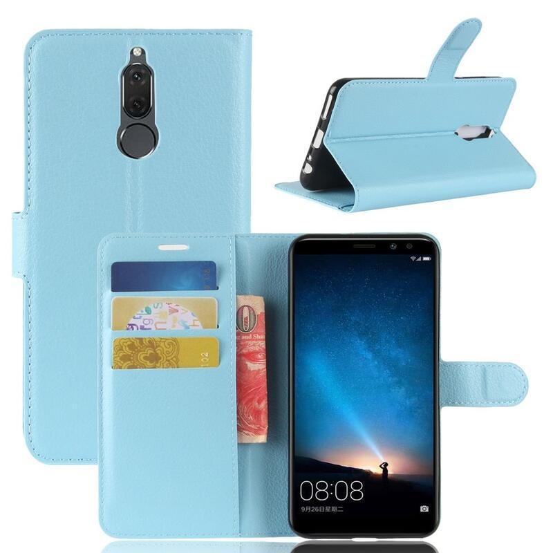 Litchi PU bőr tok a Huawei Mate 10 Lite-hoz - világoskék színben
