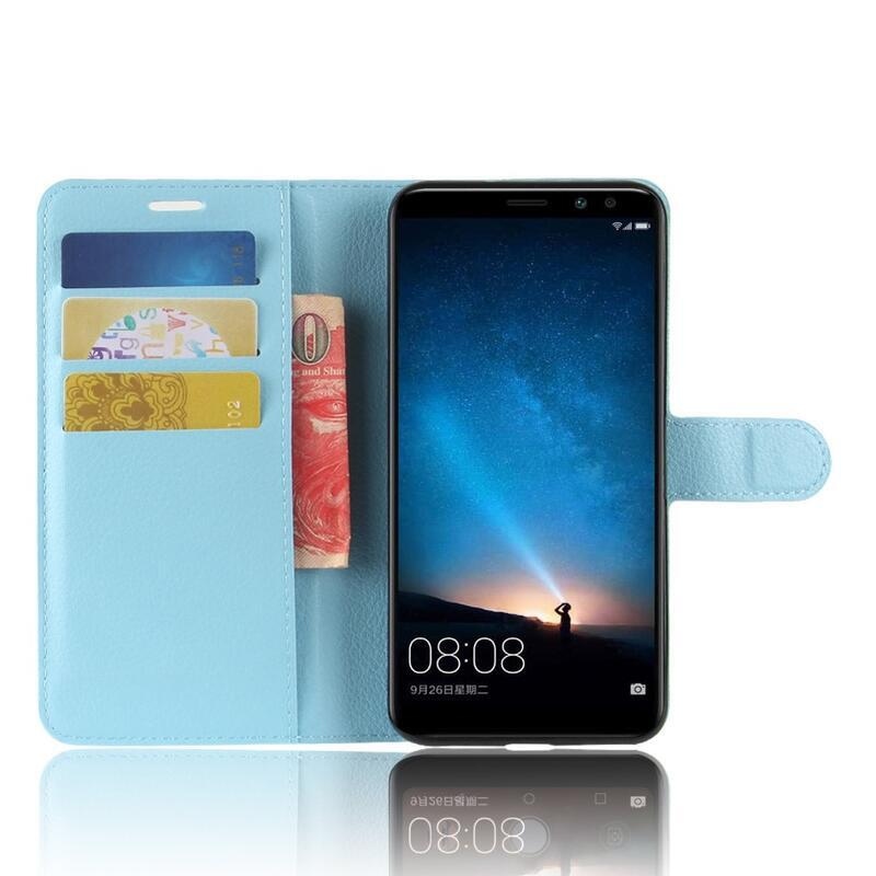 Litchi PU bőr tok a Huawei Mate 10 Lite-hoz - világoskék színben