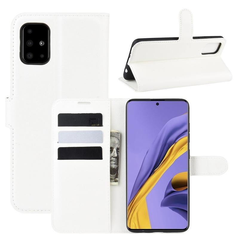 Litchi PU bőr tok Samsung Galaxy A51 készülékhez - fehér