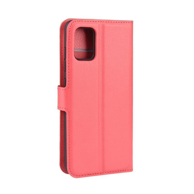 Litchi PU bőr tok Samsung Galaxy A51 készülékhez - piros