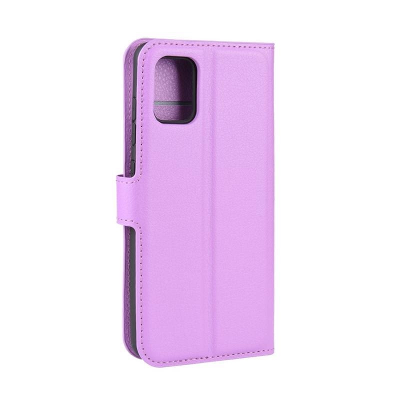 Litchi PU bőr tok Samsung Galaxy A51 készülékhez - lila