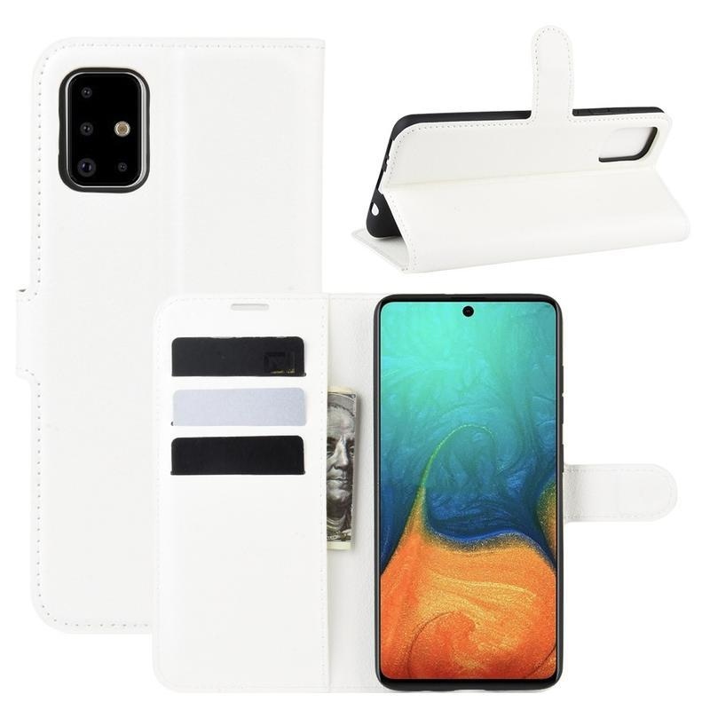 Litchi PU bőr tok Samsung Galaxy A71-hez - fehér
