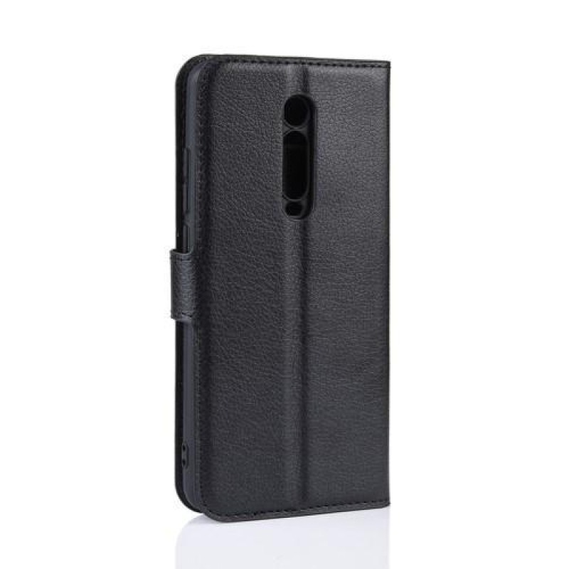 Litchi PU bőr tok a Xiaomi Mi 9T / Mi 9T Pro készülékhez - fekete
