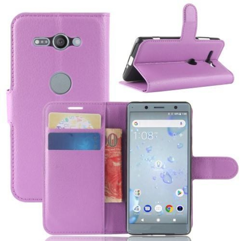 Litchi PU bőr tok a Sony Xperia XZ2 Compact készülékhez - lila